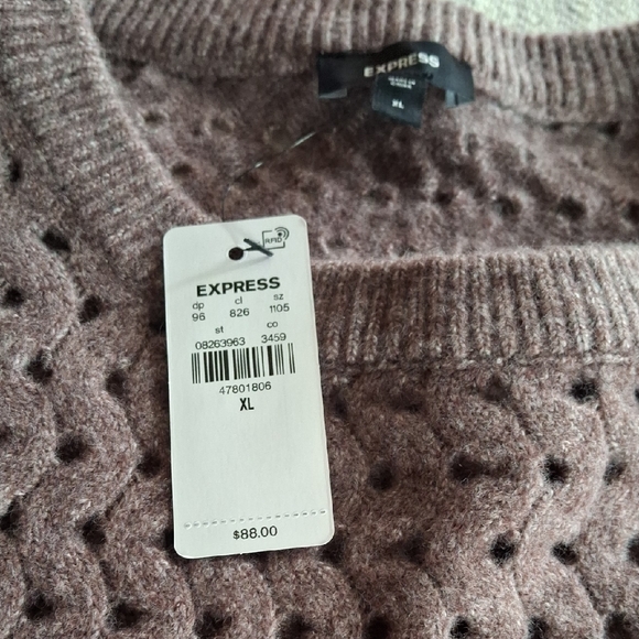 NEW!! Express Crew Neck Textured Crop Sweater in Purple XL - Picture 3 of 5